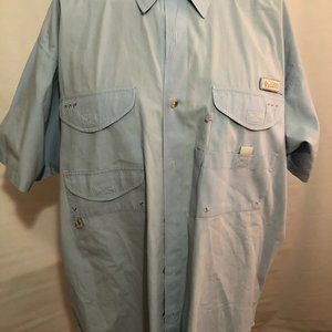 Mens Columbia Light Blue PFG Vented Button Shirt